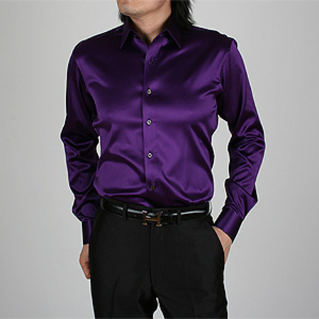 [이럭셔리클럽] (DS/1094) 은은한 광택,고급 실크셔츠,인디고 퍼플칼라,Solid Silk Span Shirt(J6061),실크 와이셔츠, 남녀 맞춤셔츠... 
