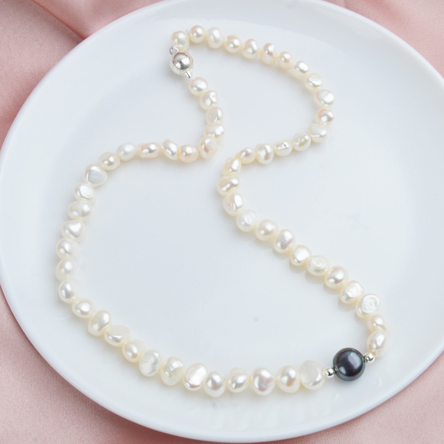 ASHIQI Real White 담수 Pearl Necklace 대 한 Women 와 Pure 925 Sterling Silver Beads 제 보석 선물 : liminz - 네이버쇼핑