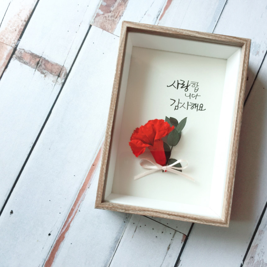 캘리그라피 카네이션액자 -프리저브드 카네이션 어버이날 스승의날 선물 : 디스그리고댓