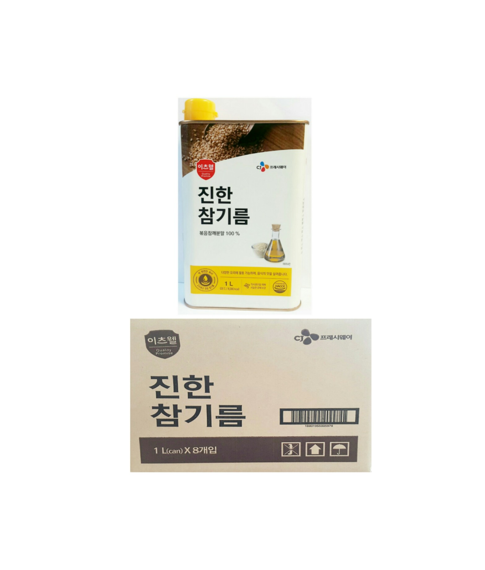CJ 이츠웰 진한 참기름 1L(can) 1박스×8개 : 도매리아