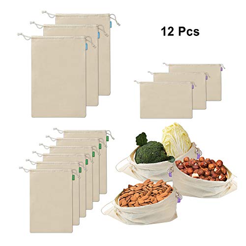 245712 Reusable Cotton Produce Bags with Tare Weight Label, Strong Double-Stitched Seams, : 해외직구 글로마켓 B - 네이버쇼핑