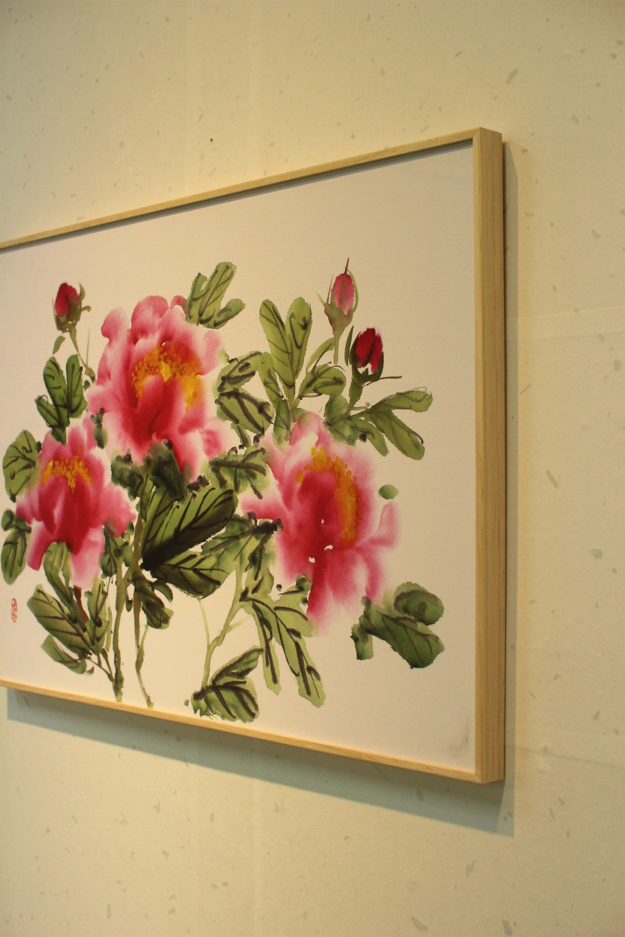 복이 들어오는 그림 모란꽃 캔버스  원목테두리액자 (부귀영화, 복, 풍수인테리어소품, 신혼집인테리어, 새집인테리어) : 갤러리아트담