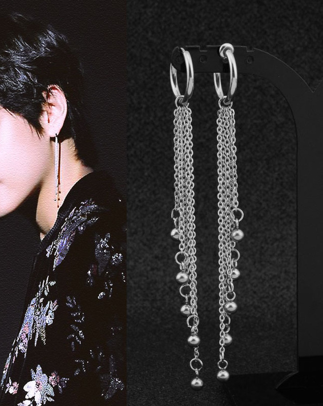 소년의 꿈 V귀걸이 소년단 주렁주렁 체인 피어싱 남자 귀찌 이어클립(B4) : 소년의꿈