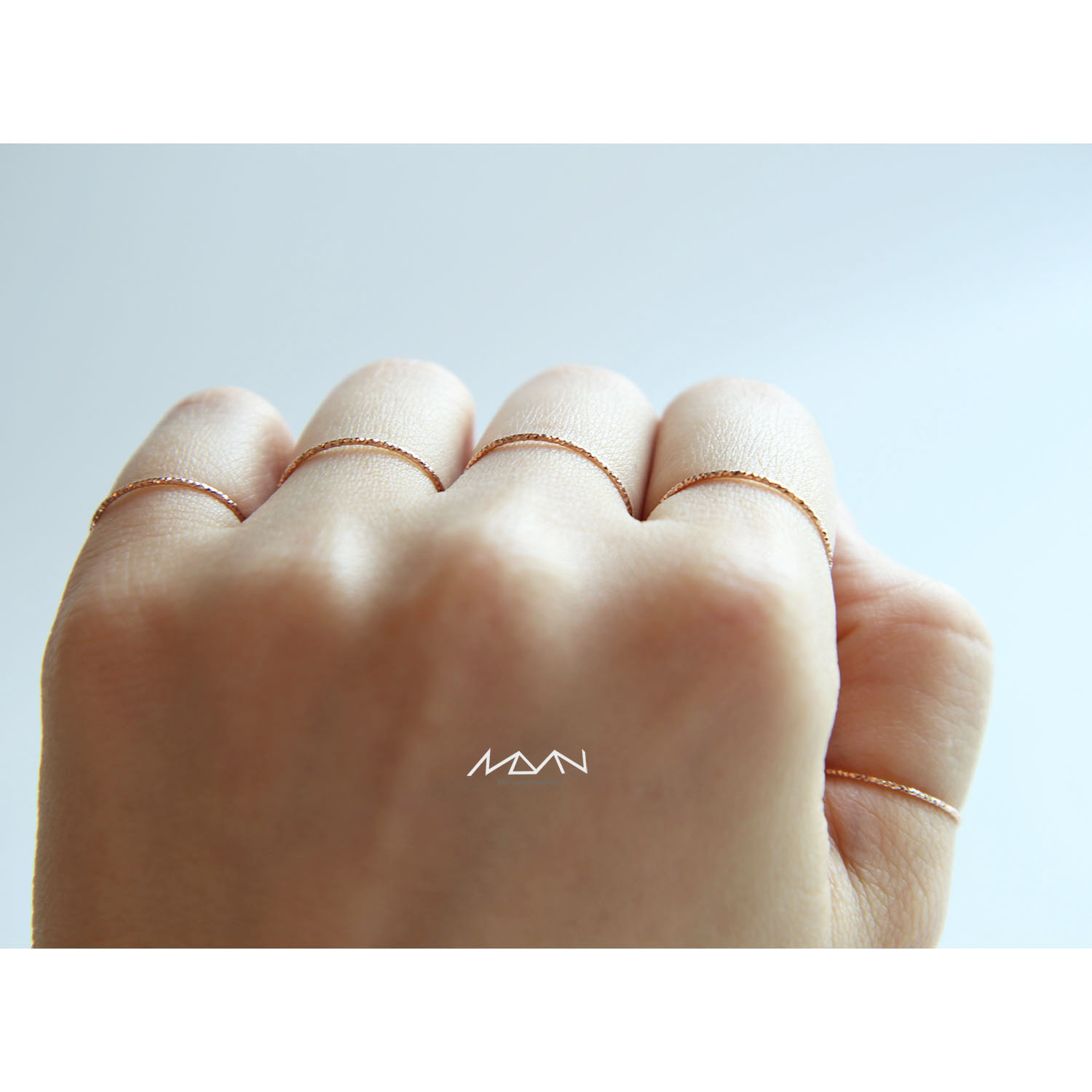 [Made in Italy] 14k실반지 이태리수입 베이직 다이아몬드컷팅 레이어드 열손가락 실반지 (R660C) : Malynn 마린주얼리