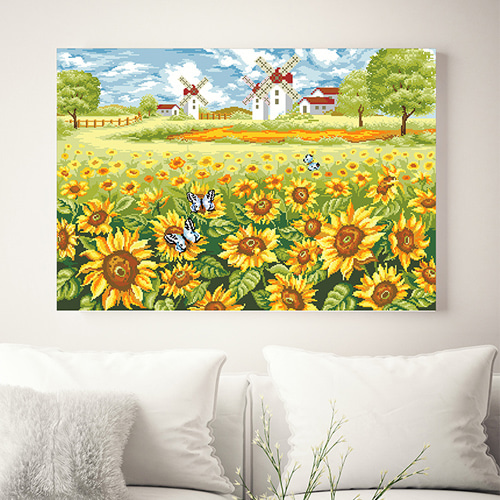 S3D- 해바라기풍차(90x60cm) -샤이닝 보석십자수 : 루비자수 보석십자수