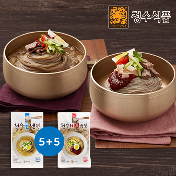 [청수식품] 물냉면5봉+비빔냉면5봉(720g,40인분) 소스포함 : 지오그루