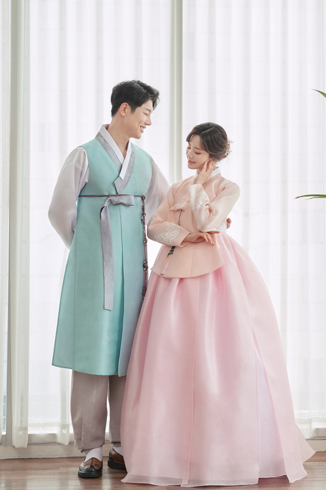 [대여]정인-신랑신부, 커플 ,고급본견웨딩결혼식 전통한복대여 : 첫날한복