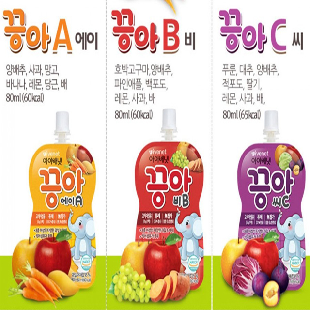 아이배냇 끙아쥬스 80ml x 10개입 / 8종이상의 과일 야채 쥬스 / 끙아 에이A / 비B / 씨C : 스마일팜.