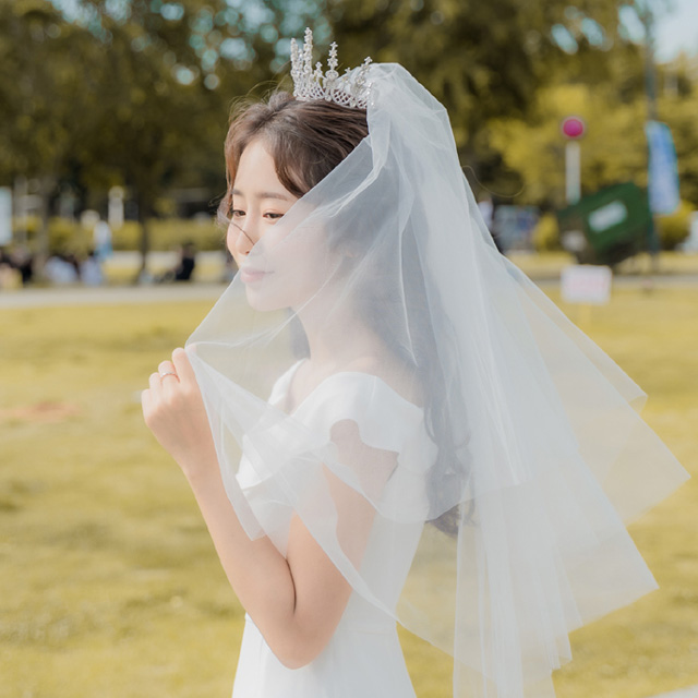 셀프웨딩베일 기본 숏 베일 면사포 브라이덜샤워소품 스냅촬영소품 ver1 : 페어립트- VERLIEBT