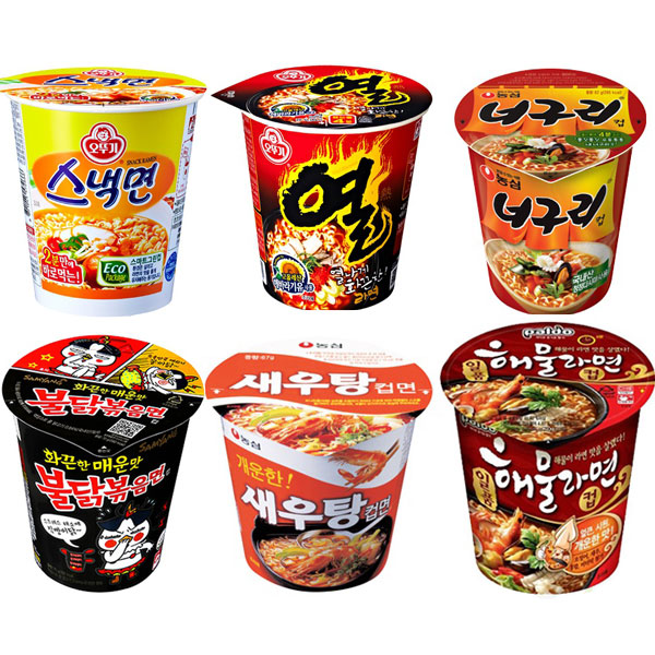 컵라면 진라면 튀김우동 신라면 스낵면 열라면 불닭볶음면 6개 선택 컵라면소컵 : 디라이스