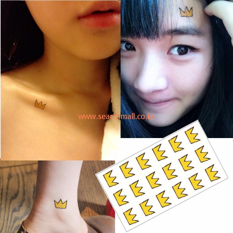 shnapign 황실 왕관 플래시 문신 손 스티커 10.5 x 6cm 작은 방수 헤나 아름다움 임시 바디 아트[헤나1530] : 총각네스토어