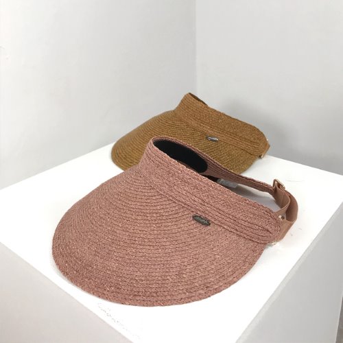 헬렌 아뜰리에 컬러 라피아 썬캡 여성 여름 자외선차단 바캉스 뒷밴딩 골드 핑크 베이지 : 핑크스모키