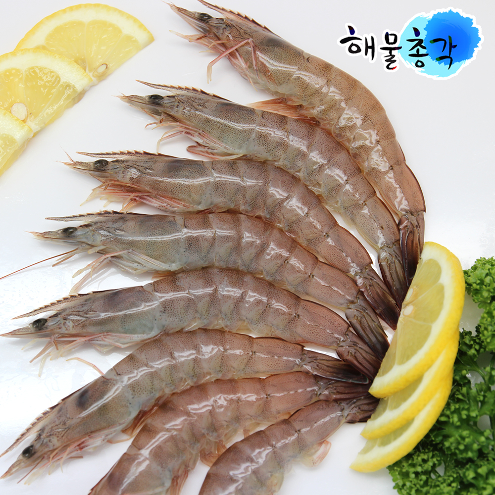 해물총각 냉동새우 500g 블랙타이거 흰다리새우 찜 대하구이 : 해물총각