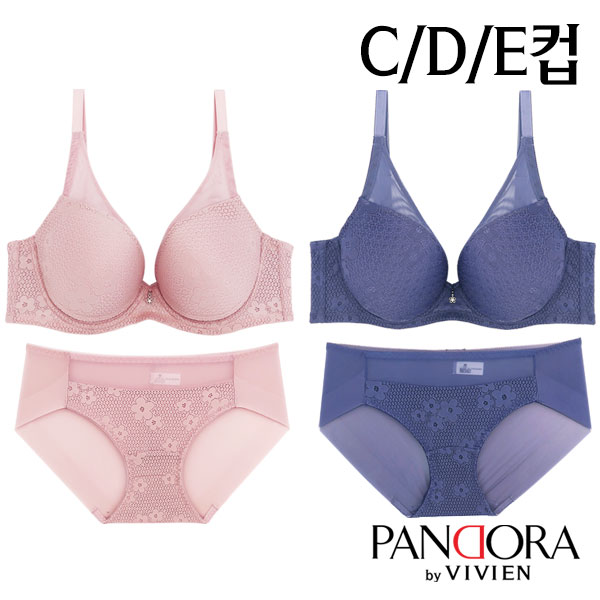 [판도라by비비안]C/D/E컵 풀컵무빙몰드브라팬티2종(PB7033)75C~85E : 하루이너웨어