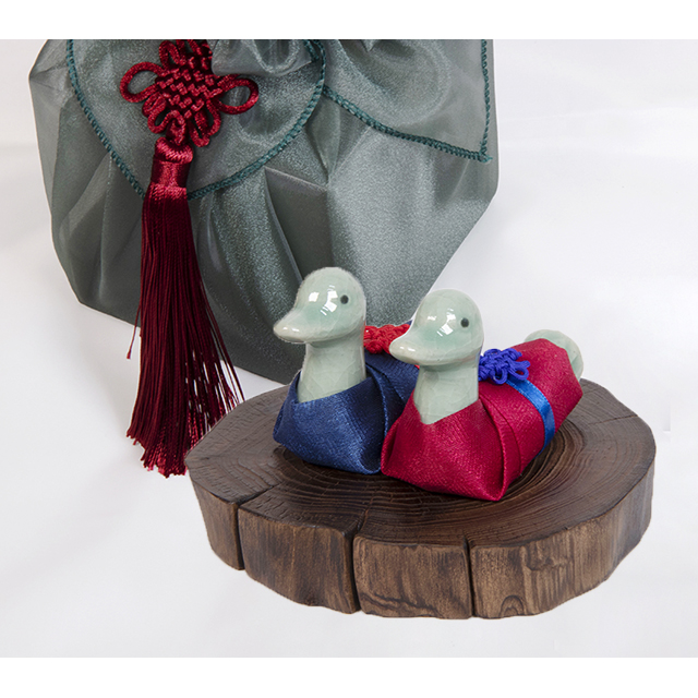 [원앙세트] 신혼부부 선물 원앙 기러기 애교예단소품 함내용물 : 누름꽃필무렵 압화편지대필