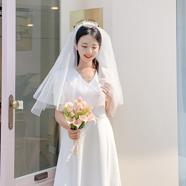 셀프웨딩베일 기본 숏 베일 면사포 브라이덜샤워소품 스냅촬영소품 ver1 : 페어립트- VERLIEBT
