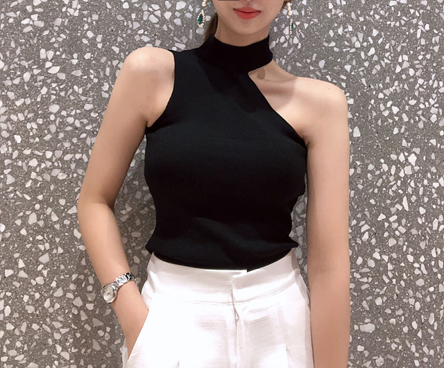 원숄더 언발 홀터넥 나시티 : 듀아민