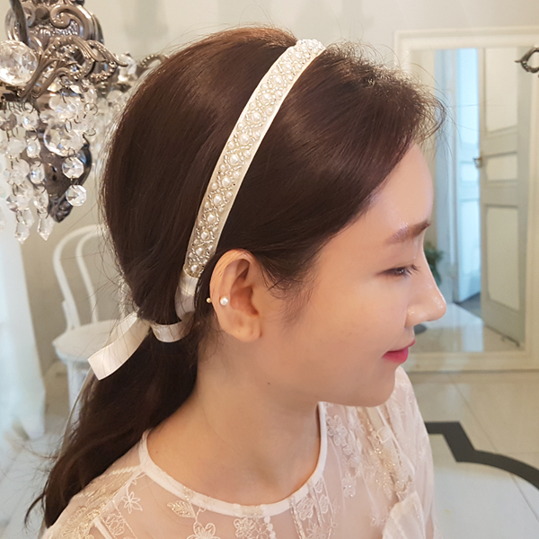 (핸드메이드)진주라인 웨딩화관 머리띠 : 안나앤로즈