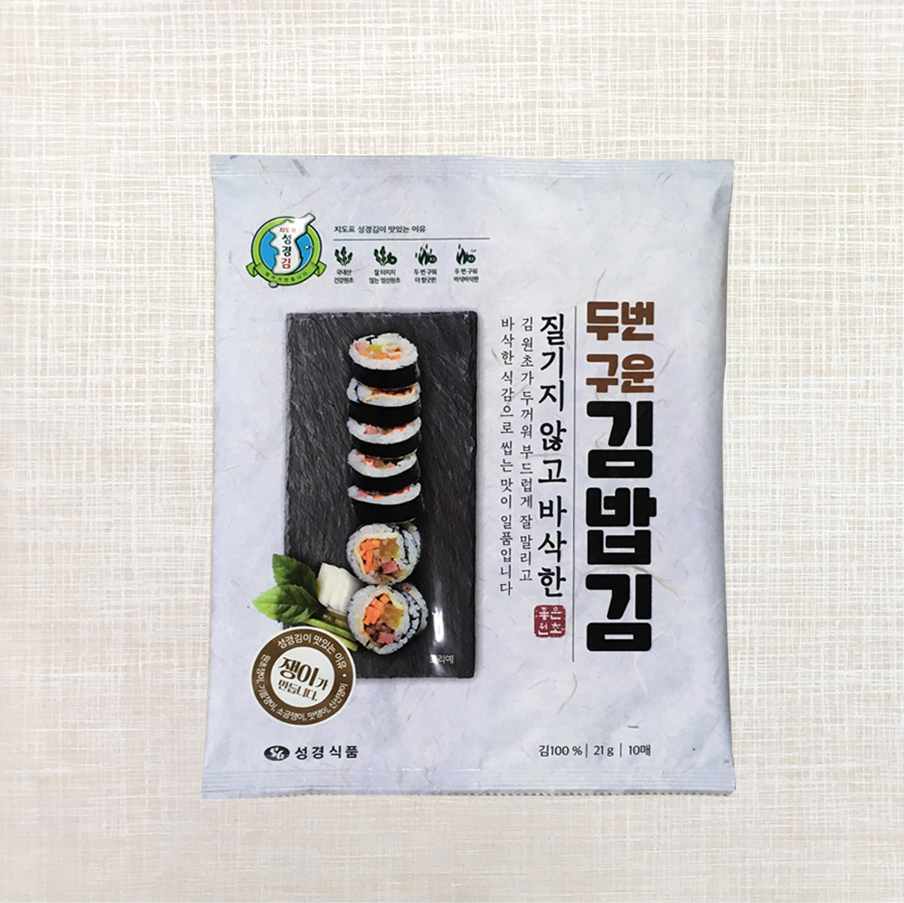 지도표 성경김 두번구운 김밥김 (21g(10매)X10봉)x10개 (조미김) 박스구매 : 김사랑
