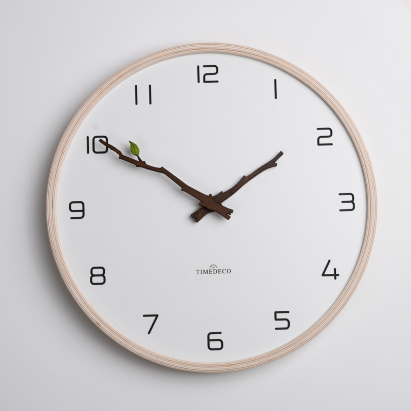 Timedeco 타임데코 무소음 인테리어 벽시계(화이트 에코보드-나뭇가지 원목 시계바늘) : nooriori