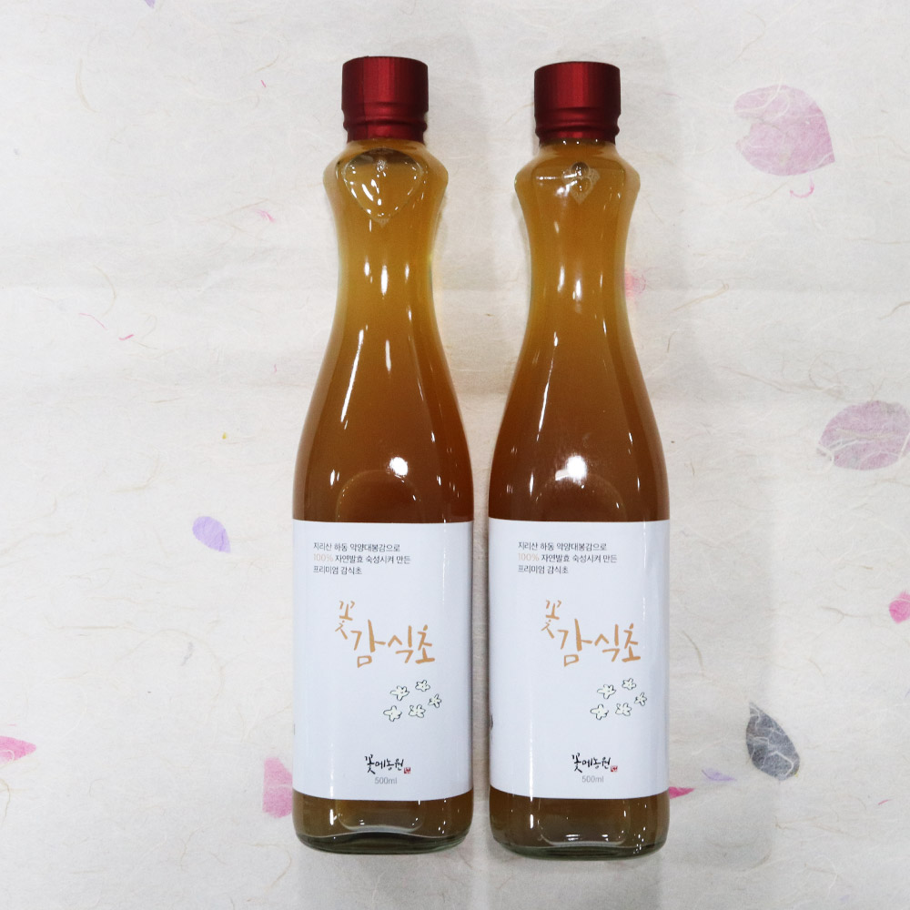 경남 하동 꽃메농원 자연발효 매실청 감식초 선물세트 500ml(2병) : 마켓베이