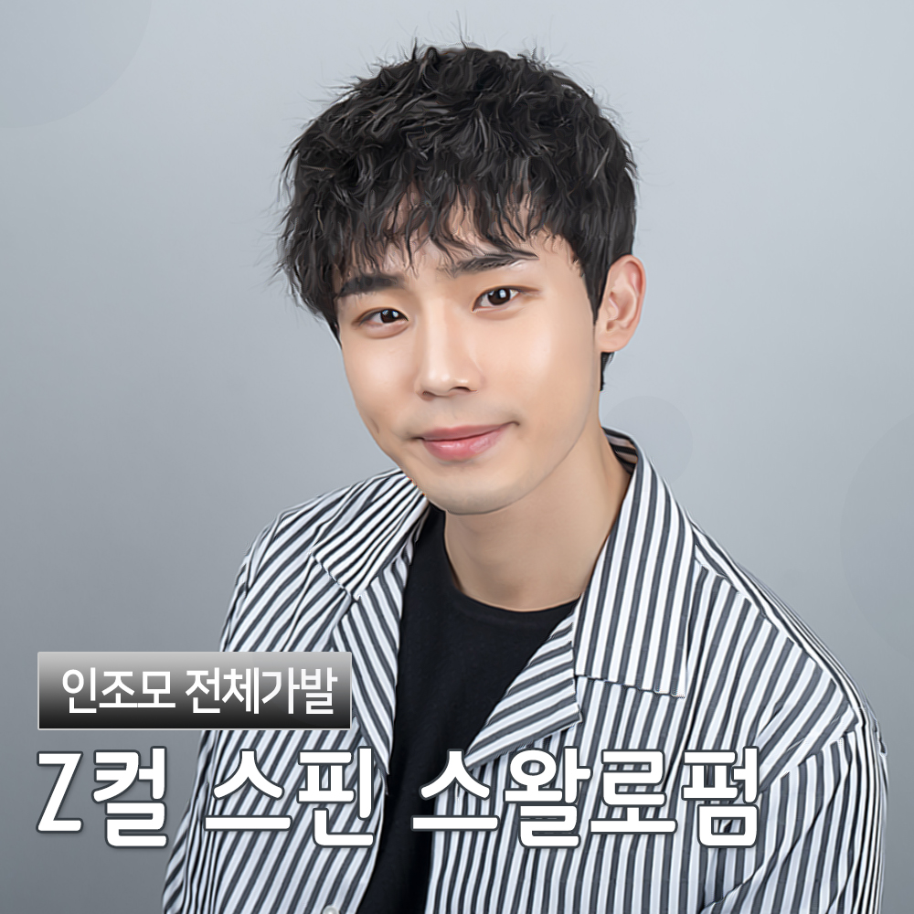 Z컬 스핀 스왈로펌 트렌디한 남자헤어스타일 전체가발 : 네이처위그
