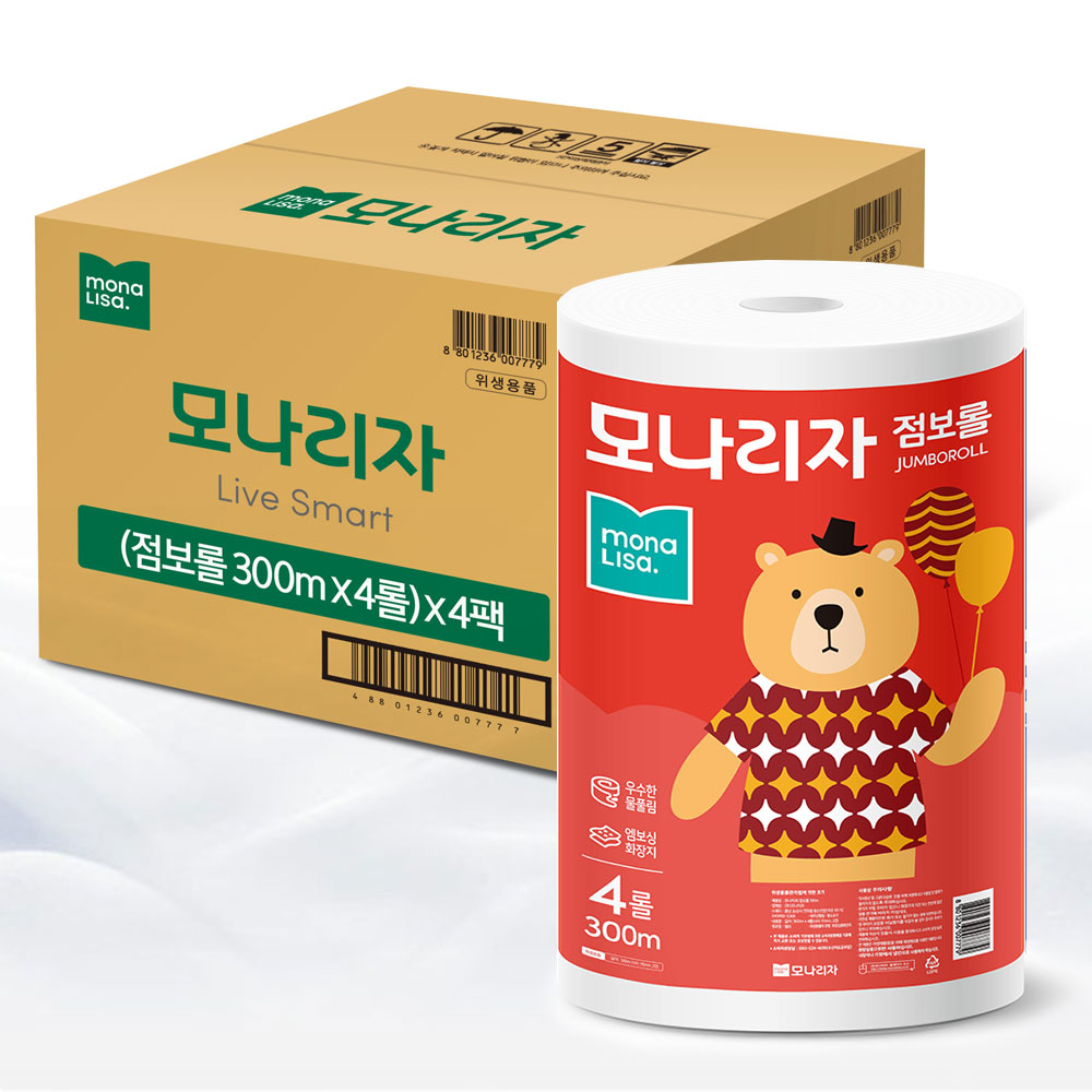 모나리자 녹스 점보롤 화장지 300m 2겹 16롤 1박스/대용량 : 엘리펀