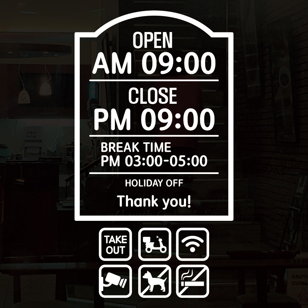 영업시간 스티커 오픈팻말 OPENCLOSE 문구 시트지 주문제작 OCS_046 심플라인 01 : 뭉키데코