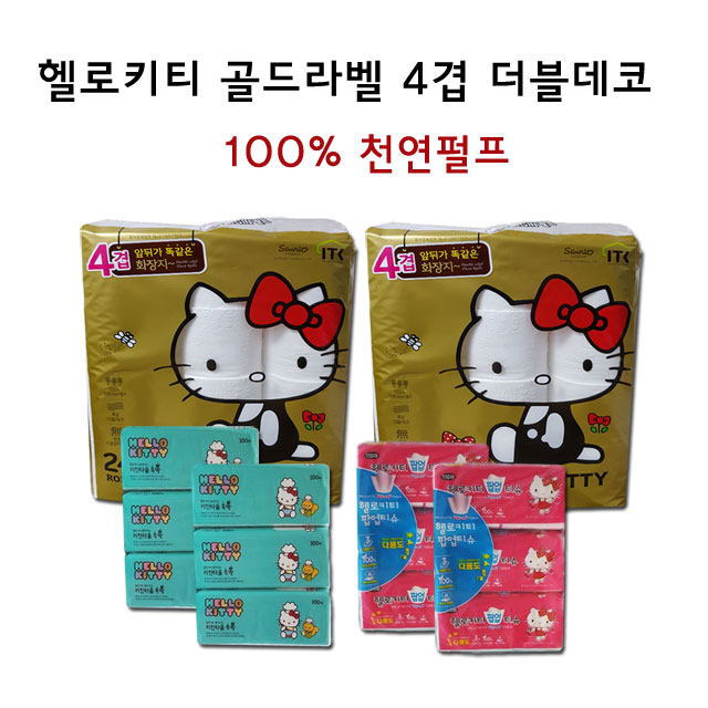 헬로키티골드라벨 4겹 24롤x3팩 화장지 : 현이컴퍼니