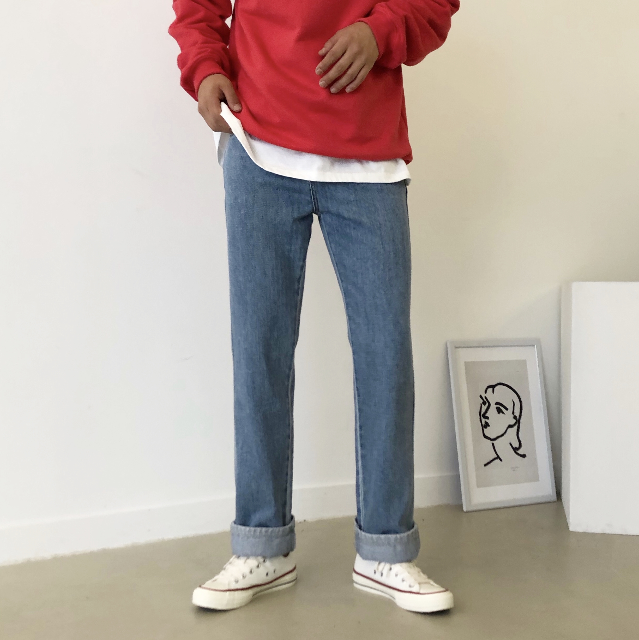WE 소프트 턴 롤업 데님 청바지 ( 2color ) : 와이샵 YSHOP