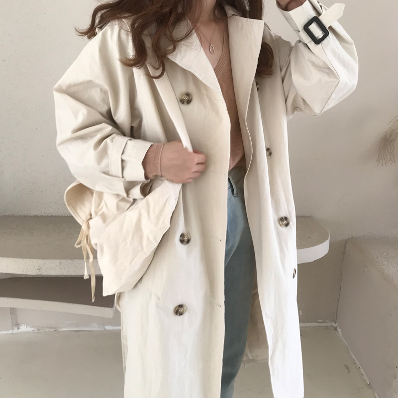 여성 베이직 오버핏 더블 트렌치 코트 H455 : 티에스컴퍼니