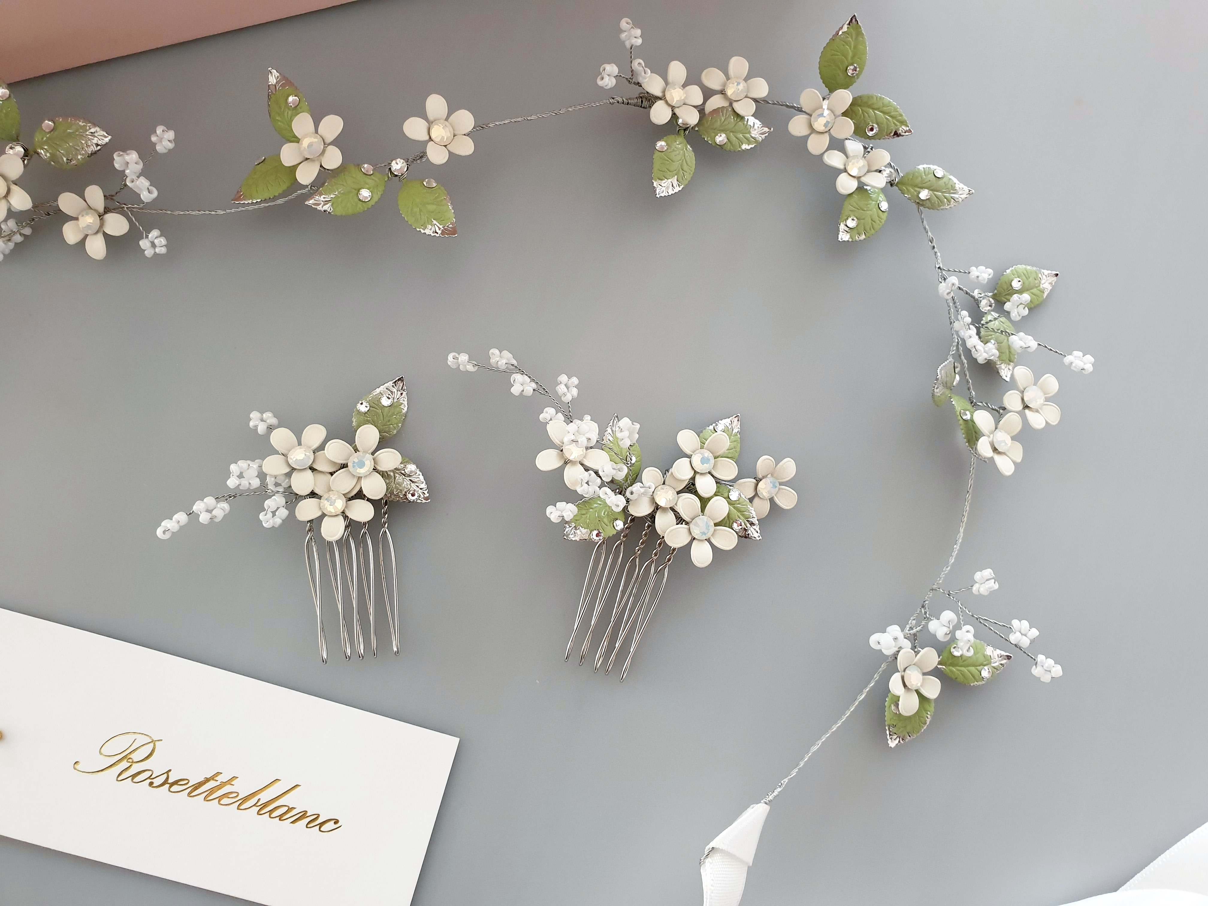 [Viburnum No2] 로제블랑 웨딩 헤어장식, 꽃 머리핀, 한복 뒤꽂이,결혼 선물 : 로제블랑