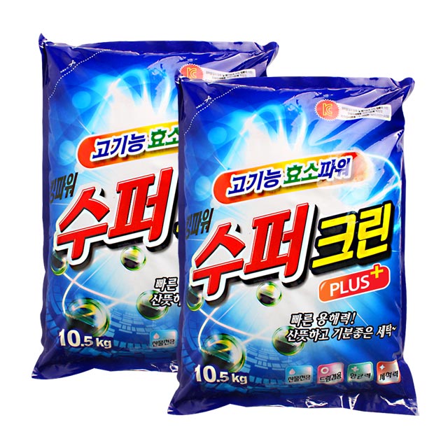 (총21kg)슈퍼크린 세탁세제10.5kg2개 가루세제 : 킹스랜드
