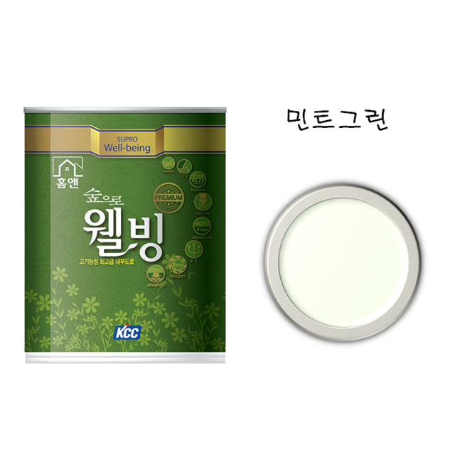 벽지에 바르는 페인트 숲으로홈앤웰빙 크림화이트색 0.9L 아토피안심마트 프리미엄 실내용 : 행우상사