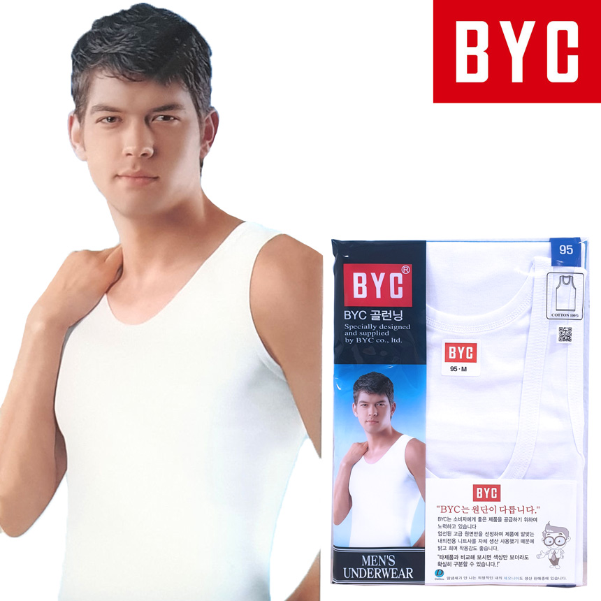 BYC 순면 남성 런닝셔츠 기본 메리야스 남자 민소매 런닝 나시 : 언더웨어팜