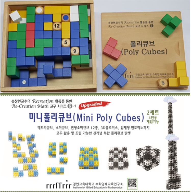 수학교구 4종 세트(수학영재교육연구소직판 특별 기획상품) 원목폴리큐브+미니폴리큐브+스핑크스퍼즐+삼각칼라하노이탑 : 수학영재교육연구소
