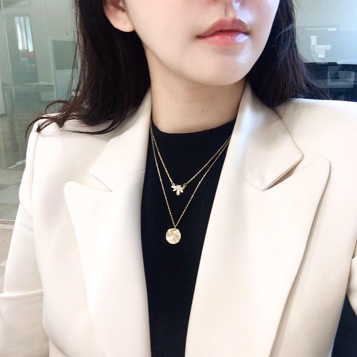 [실버925] 꿀벌 라운드 레이어드 목걸이 셋트 : 벨라판타지