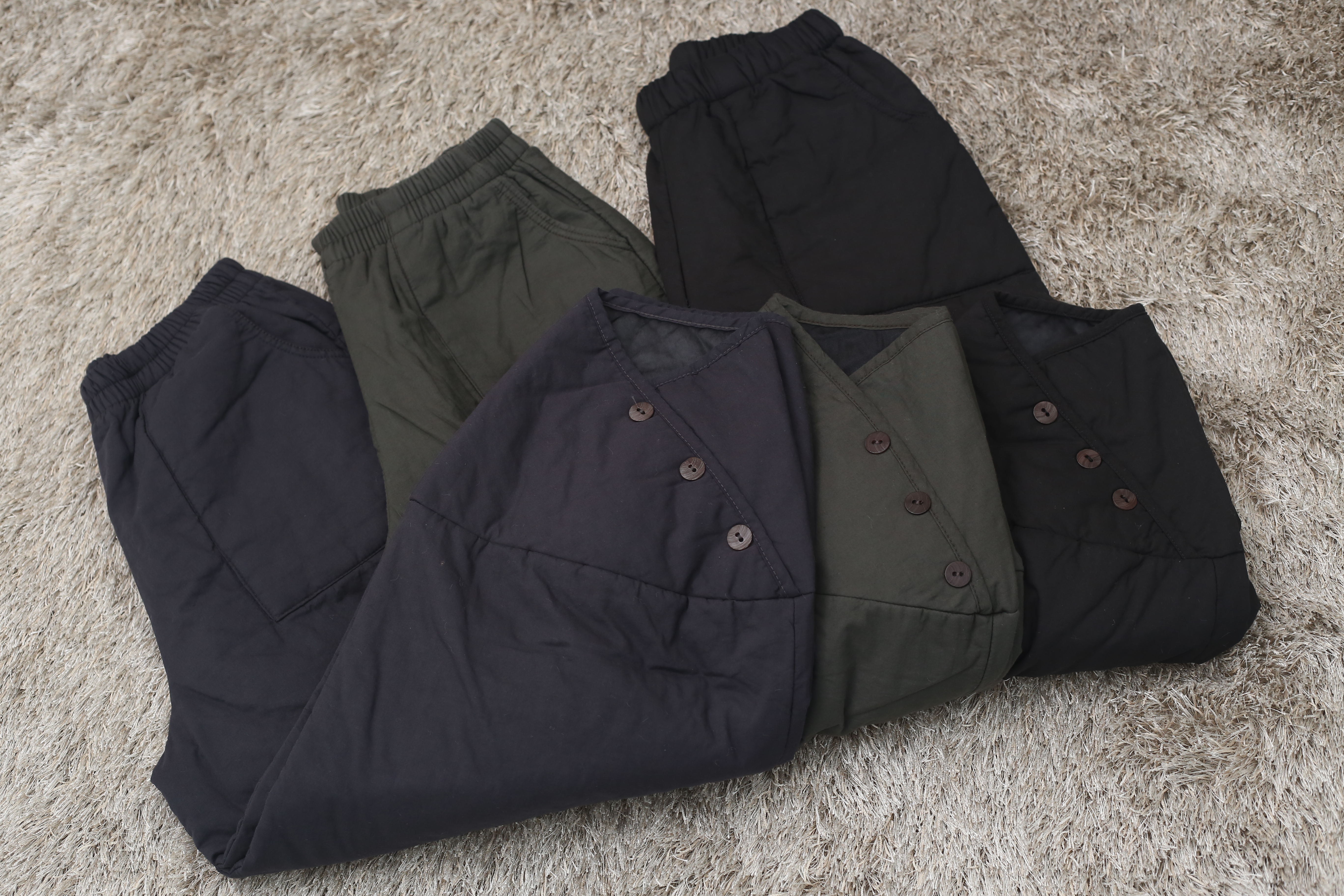 단추솜누빔바지 여성생활한복 개량한복 절복바지 법복 겨울몸배 고무줄 할머니옷 : 고소은 우리옷