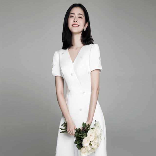 엘레강스 화이트 원피스 드레스 ABVA0024 화이트 고상한 우아한 셀프웨딩 드레스 스냅컷 촬영 돌맘드레스 : 위시웰