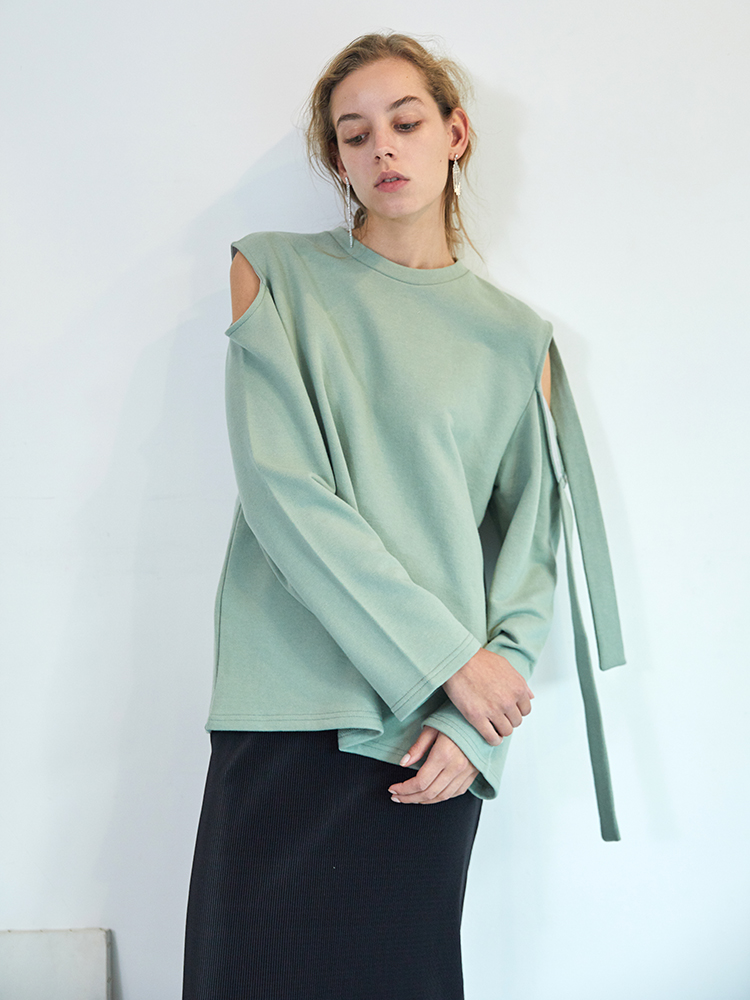 에콘 리본 맨투맨 디어그린 / EKHON RIBBON SWEATSHIRT DEER GREEN : EKHON