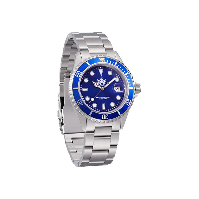 포이보스 쿼츠 다이버 메탈시계 / Phoibos Mens PX002B 300M Dive Watch Swiss Quartz Blue : PDXMall