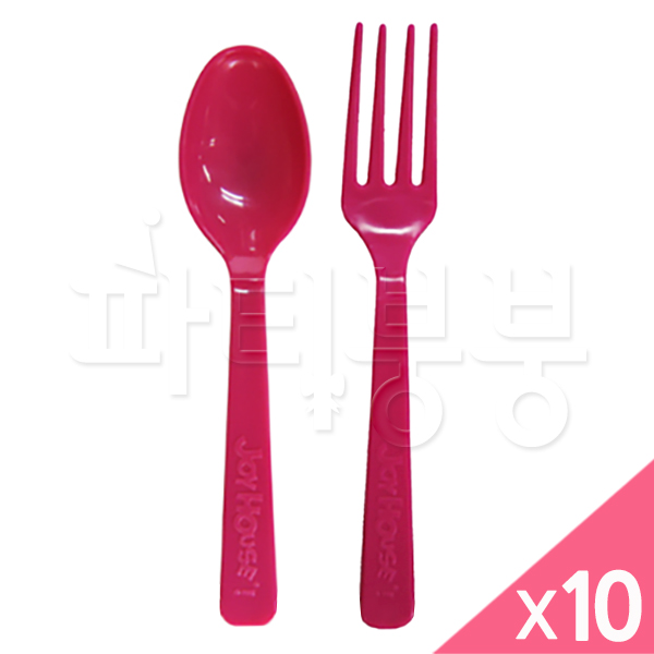 레지나 스푼포크 체리핑크 / 테이블 용품 홈파티 용품 일회용 포크 숟가락 1회용 포크 이벤트 소품 : 파티붕붕