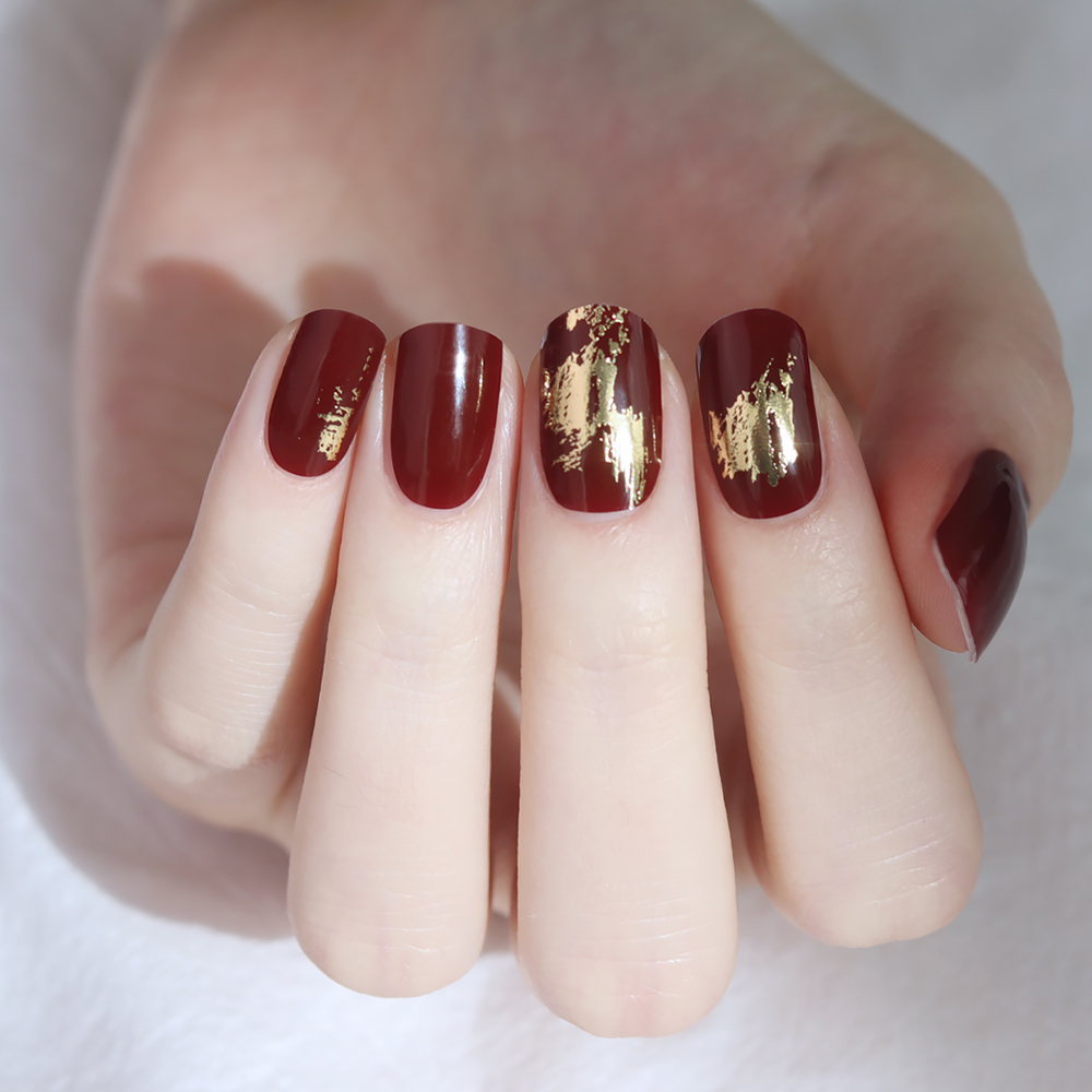 [글로시블라썸] 네일스티커 버건디 포일아트 : Glossy Blossom