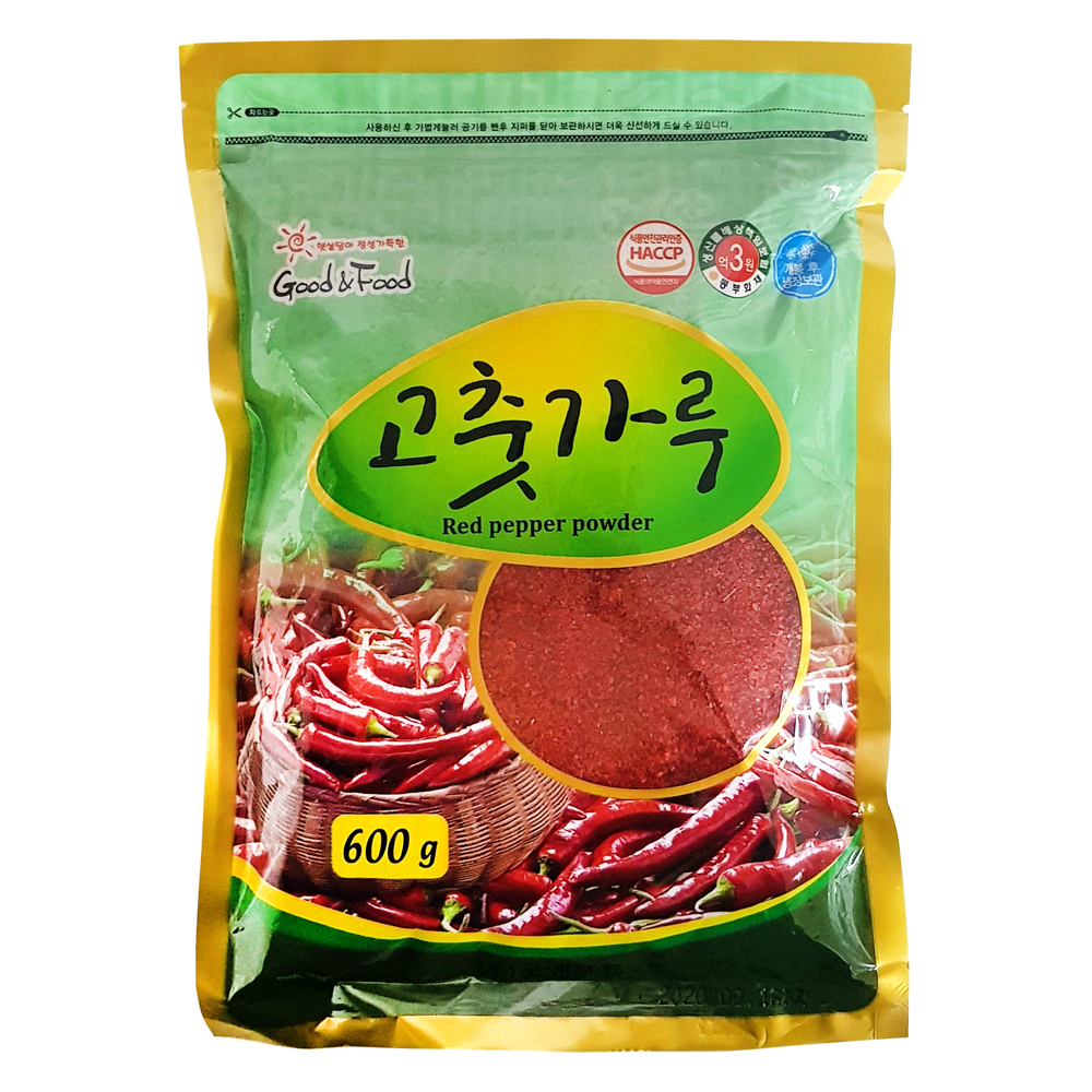 다산식품 굿앤푸드 중국산 고추가루 600g 지퍼백포장 : 두배로마트