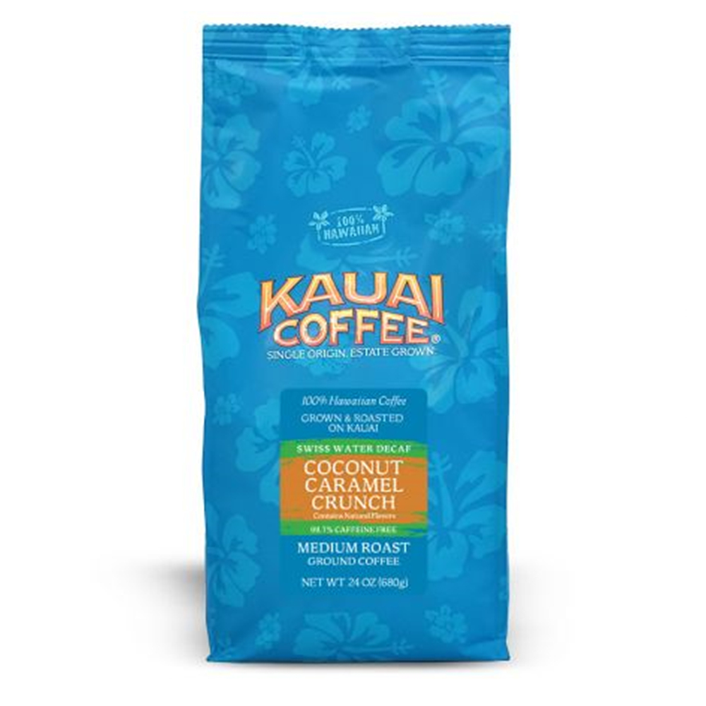 하와이 코나커피 KAUAI COFFEE 100% 디카페인 코코넛 캬라멜 크런치 680g : 외국친구