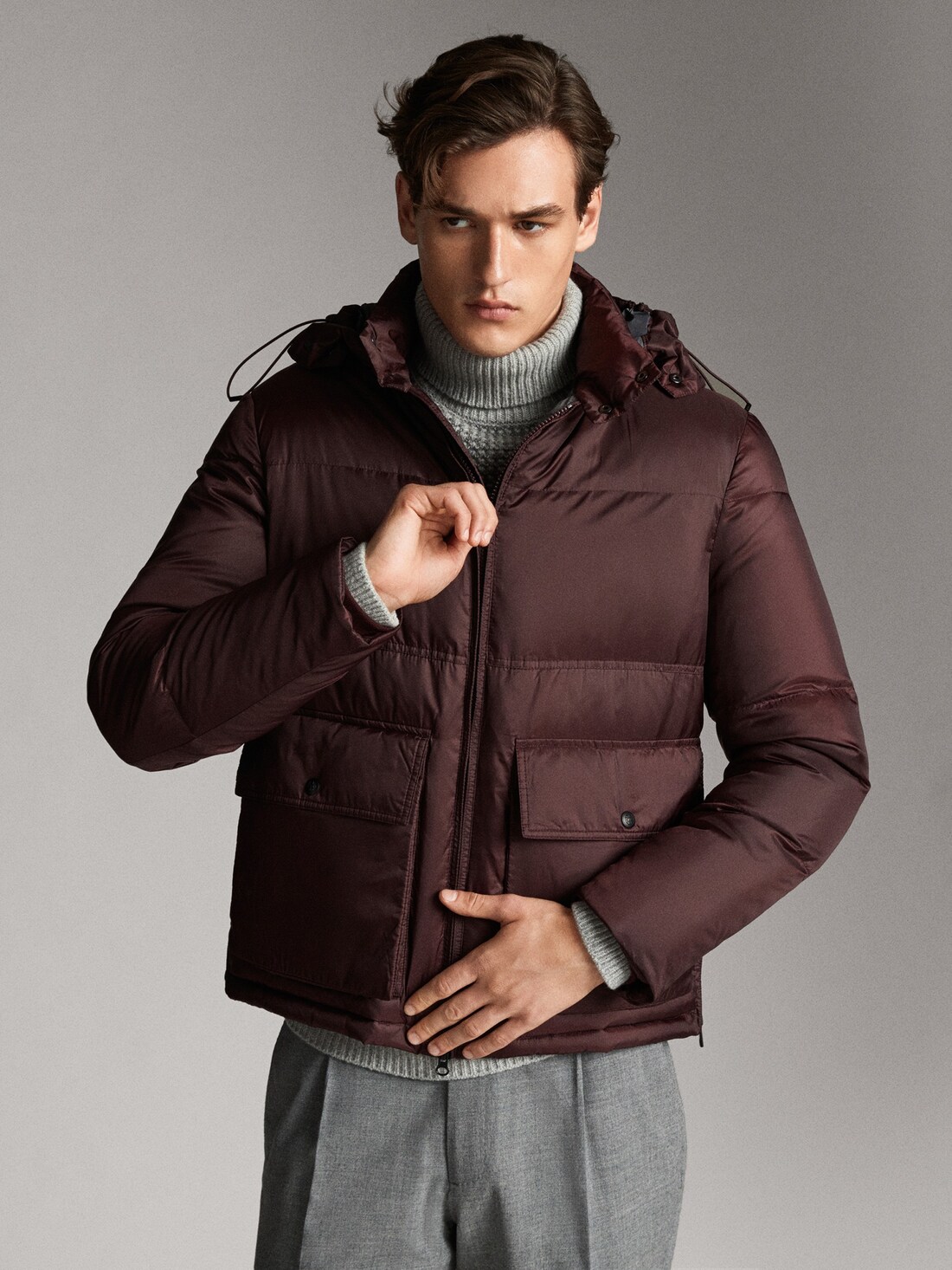 Massimo Dutti 마시모두띠 후드 피더 패딩 가넷 3432/298 : 쇼잼