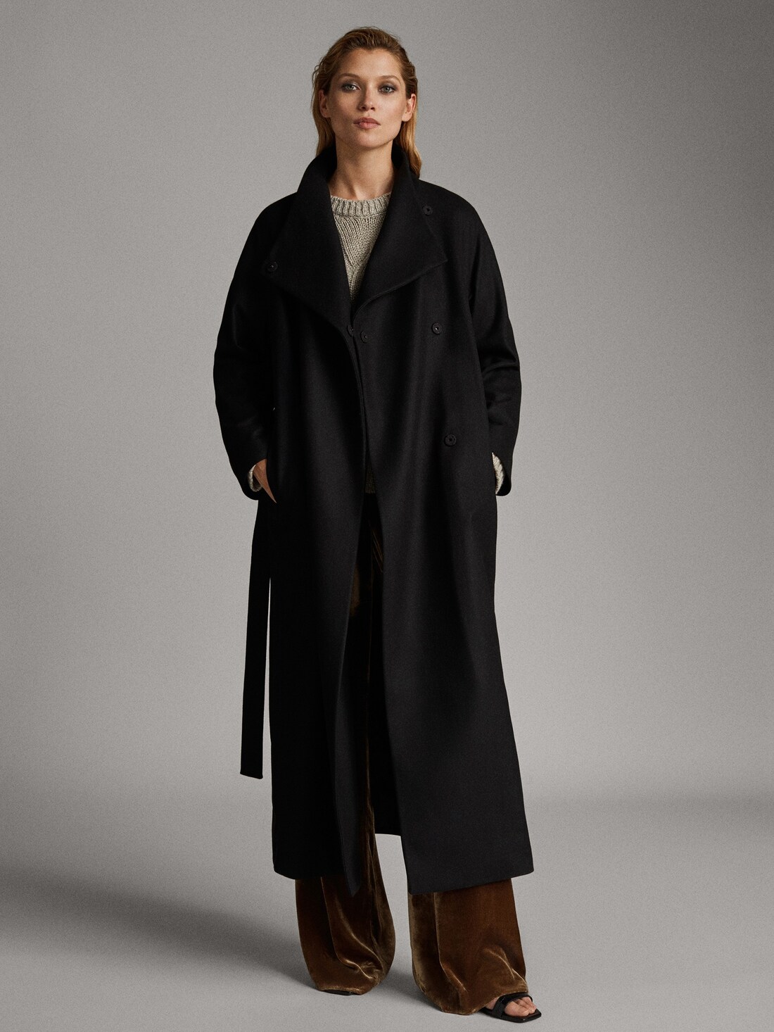 Massimo Dutti 마시모두띠 블랙 울 벨트 코트 6450/783 : 쇼잼
