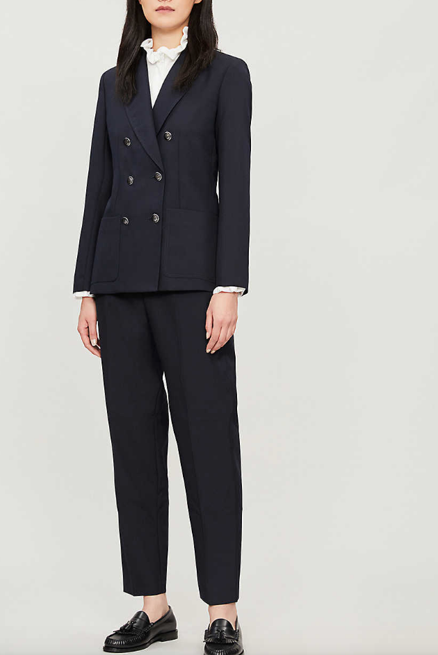 끌로디피에로 COLOMBEFLOUBISH19 화이트 하이 넥 러플 프릴 크레이프 셔츠 블라우스 CLAUDIE PIERLOT High-neck frilled-trim... 