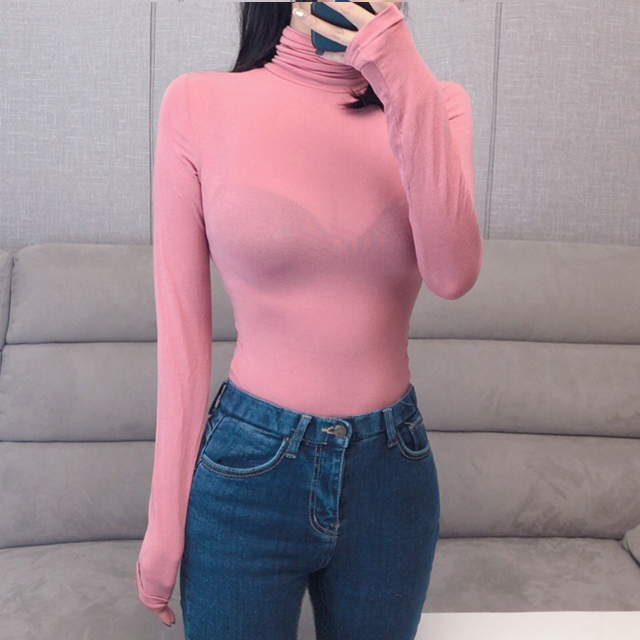 비비드 텐셀 폴라 레이어드 티셔츠 쫄티 (5color) : 만자린다