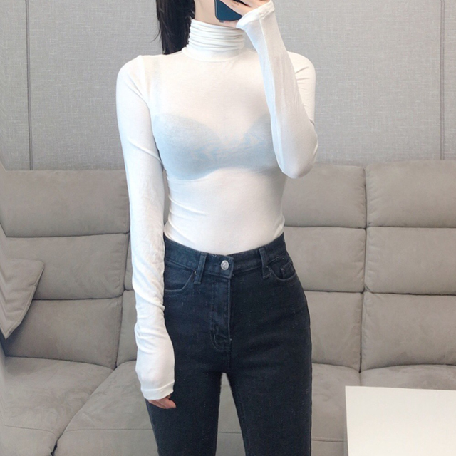 비비드 텐셀 폴라 레이어드 티셔츠 쫄티 (5color) : 만자린다